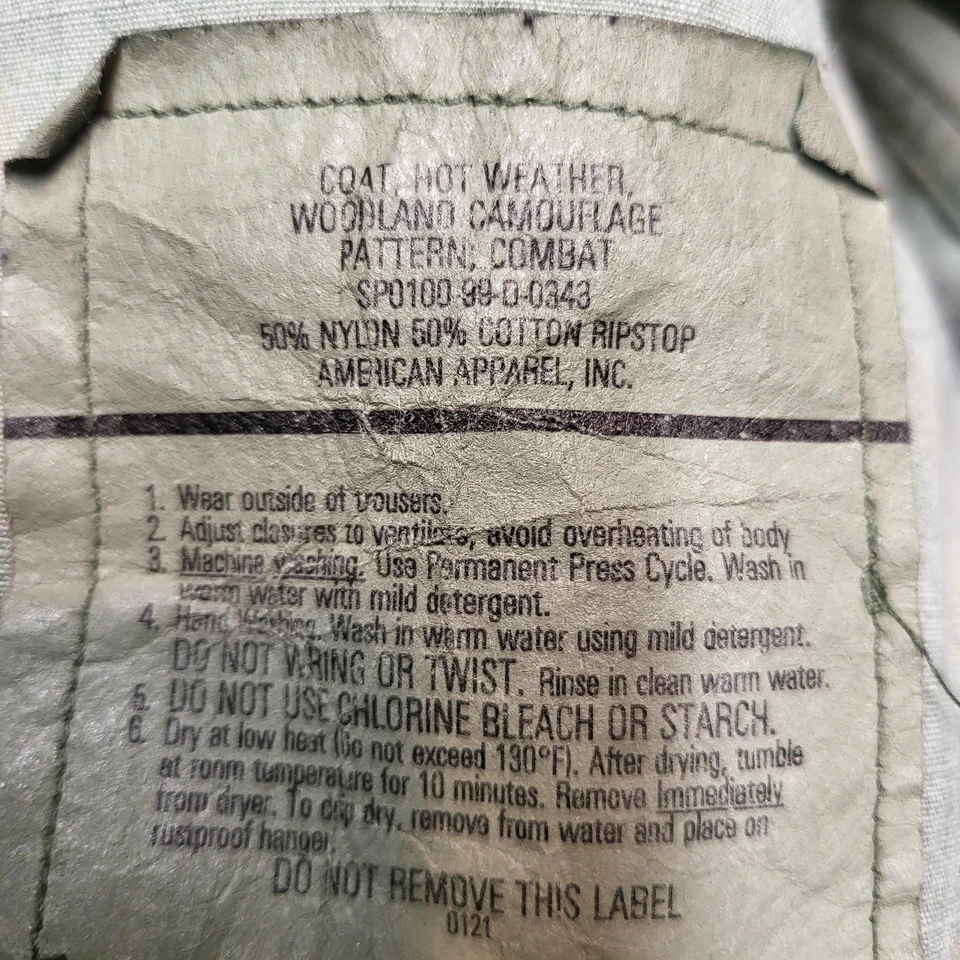 Abrigo BDU De Colección Fuerza Aérea de los Estados Unidos Para Hombres Mediano Corto Bosque Camuflaje Ripstop USGI Foto 4 de 4