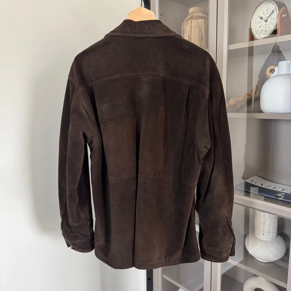 Vintage GAP Suede Brown Shirt Jacket Small Leather Western Chore Lined Shacket - Image 4 of 4