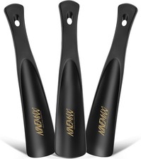 NINEMAX Plastic Shoe Horn 7.5Inch, Travel Horns Small Black Pack of 3