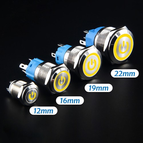 19mm SmartSwitch, LED Illuminated Power Button Switch IP66, 5V 12V 220V 5A - Afbeelding 20 van 33
