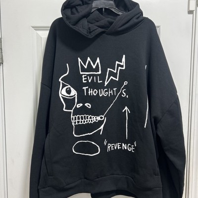 Reason Basquiat Hoodie Men s 3XL Black White Evil Thoughts Graphic