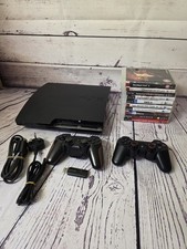 PlayStation 3 PS3 Slim 120GB CECH-2003A 2 Controllers 10 Games COMPLETE SET UP