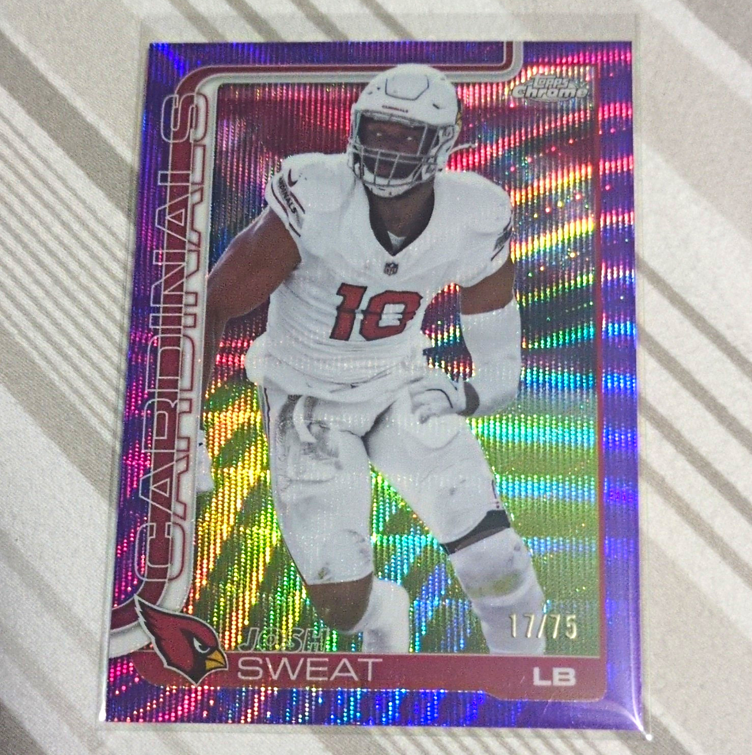 2025 Topps Chrome Josh Sweat Arizona Cardinals Purple Wave #10 /75