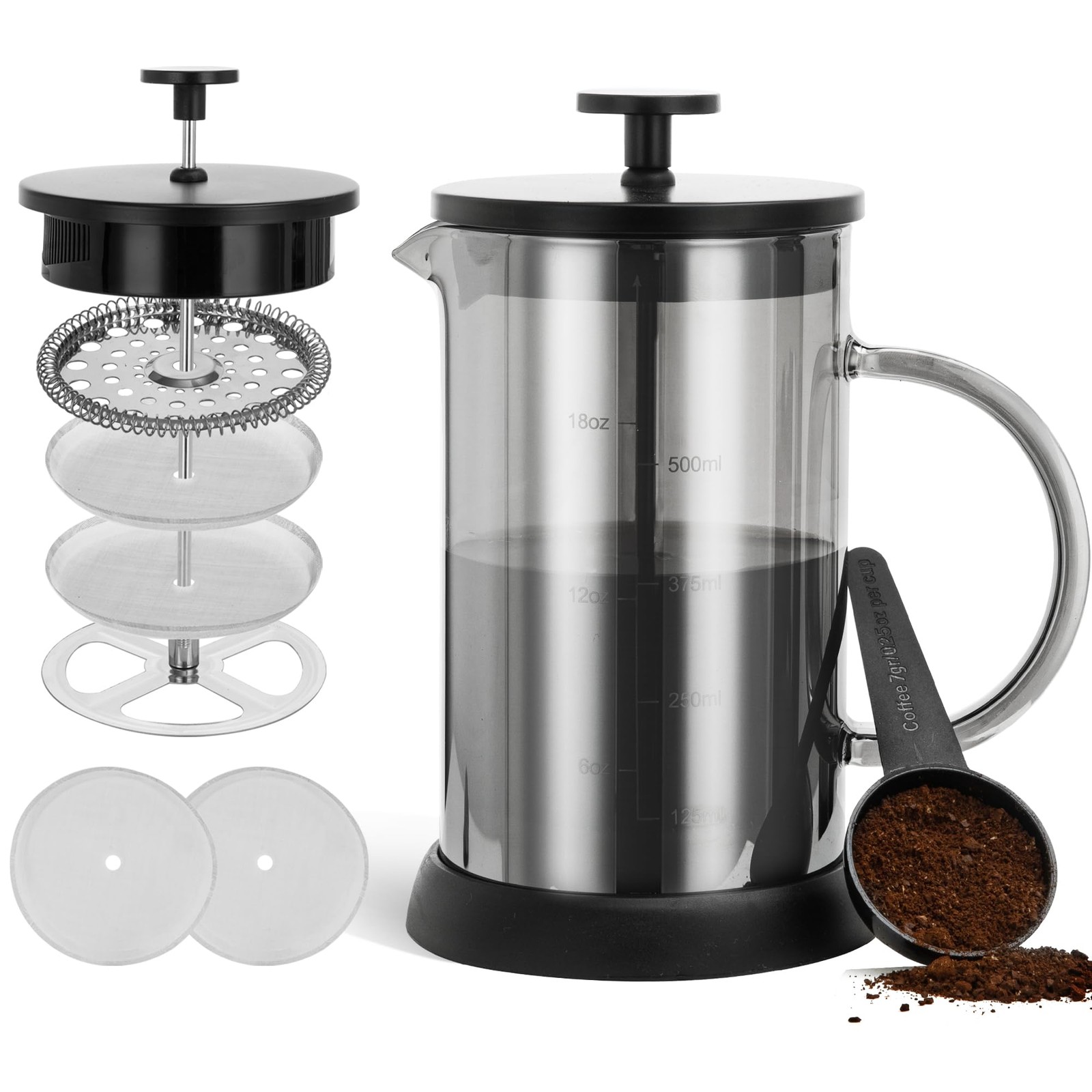 Coffee Maker 21 Ounce 4 Cup Grey Cold Brew Borosilicate