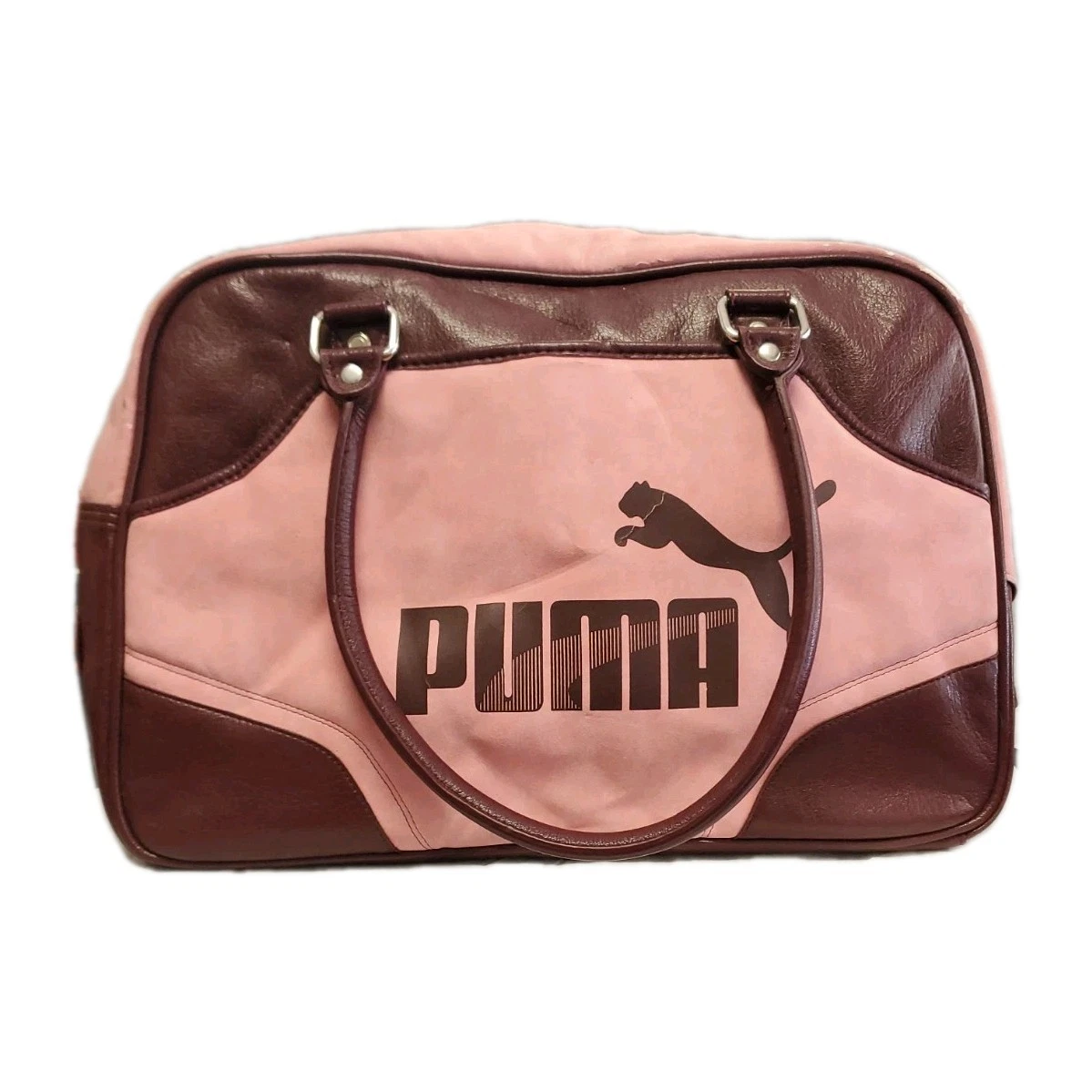 バッグ PUMA Vintage Leather Boston Bag Puma Boston Bag Bicolor Leather Red & Blue H9.8x15.3x6in Used