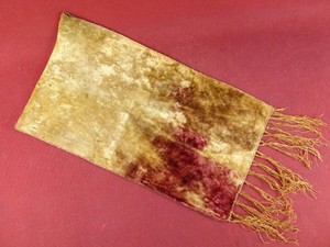 Antique Victorian Tie Dye Crushed Velvet Piano Table Runner Scarf w/ Fringe