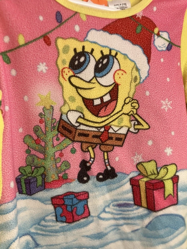 Camisa Pijama Navidad Bob Esponja Vintage 2009 Nickelodeon Manga Larga Talla 7/8 Foto 2 de 4