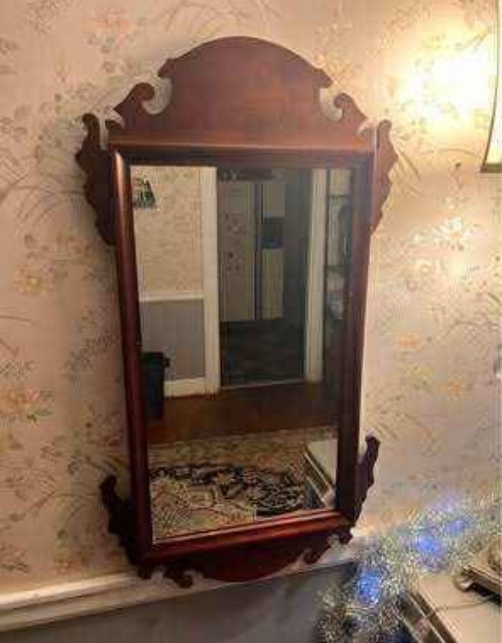 Dark Cherry Chippendale Mirror 39x17"