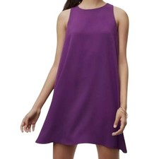 LOFT Ruffle-Back Shift Dress Polyester Sleeveless Purple Petite LP Women's
