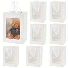 8pack Paper Visible Window Gift Bags with Rope Handles Portable Paper