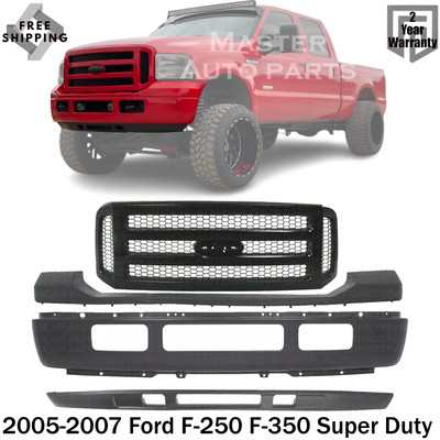 New Front Bumper & Grille Assembly Kit For 2005-2007 Ford F-250 F-350 Super Duty