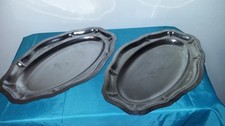 2 ANCIENS PLATS OVALES EN INOX 40 CM X 27 CM ART DE LA TABLE CUISINE