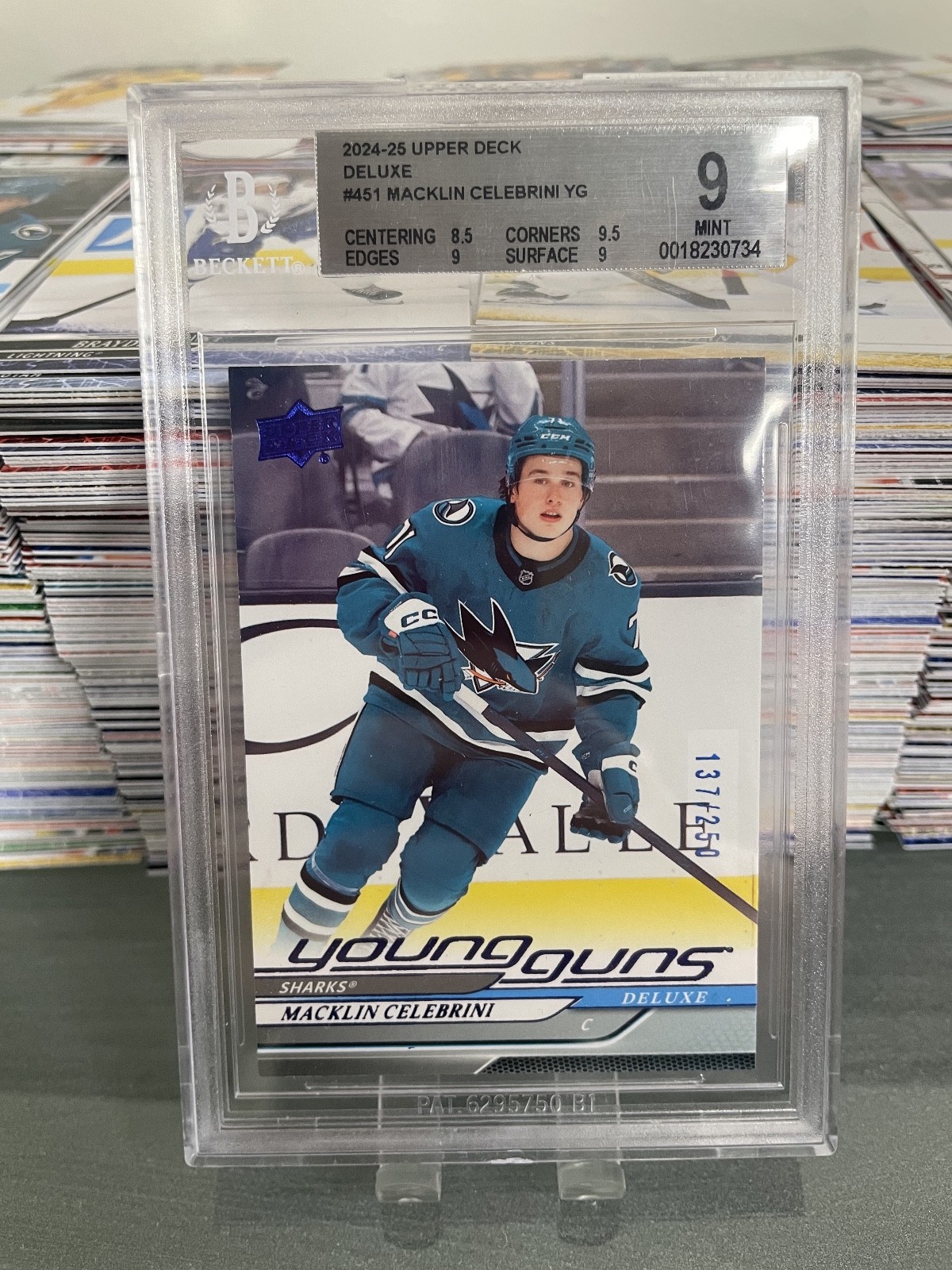 2024 UPPER DECK #451 MACKLIN CELEBRINI DELUXE YOUNG GUNS RC ROOKIE /250 BGS 9