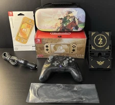 Nintendo Switch Lite Legend of Zelda Hyrule Edition Gold w/ Controller Case More