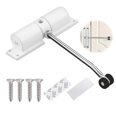 Heavy Duty Door Closer, 30kg Capacity, Zinc Alloy Spring Mechanism, White