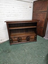 ANTIQUE/REPRODUCTION LARGE SOLID OAK BOOKCSE/COUNTRY OAK BOOKCASE WITH CUPBOARDS