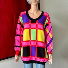 GIANNI VERSACE pink wool sweater Geometric pattern size 44 from S/S 1991