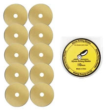 HEADLEY TOOLS Titanium Coated 60mm Rotary Cutter Blades 10 Pack Fits Olfa,... 