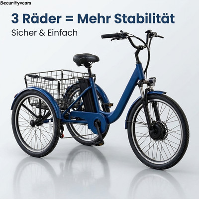 E Dreirad 24 Zoll Elektro Trike 48V Akku Shimano 7 Gang Erwachsene Korb