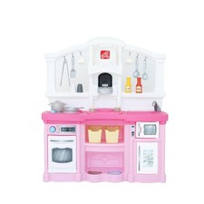 Kids Kitchen Playset 25 Piece Toy Accessories Fun with Friends Pink Step2 Lights