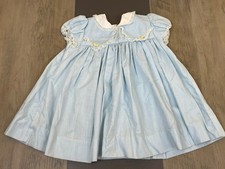 VTG Baby Girl Ruffle Lace Flowers Pastel Blue 3T Spring/Summer Dress Handmade