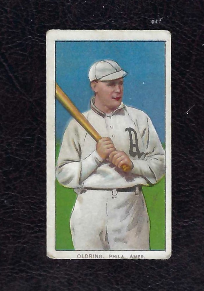 1909-11 T206 Rube Oldring, Philadelphia Athletics, Tolstoi Back, VG-EX!
