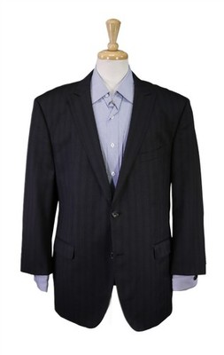 Peter Jackson Gray Black Plaid Peak Lapel Super 110's Wool Blazer Jacket 46S