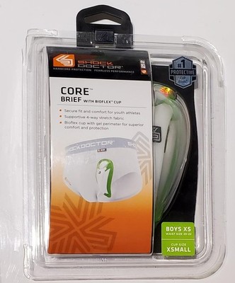 New SHOCK DOCTOR Core Brief with Bioflex Cup Boys XS 20-22 / Cup Size XS green