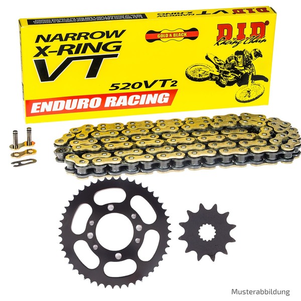 DID Alu Kettensatz FüR Suzuki RM 250 2004-2010 Mit Kette VT2 Clip Gold/Stahl-image