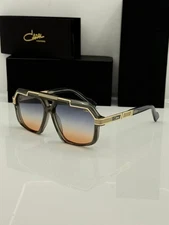 Cazal Sunglasses Smokey Gray Orange Gradient Shade Double Bridge Glasses