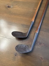 Vintage 2pc Replica Niblick Mashie Iron Hickory Clubs For display