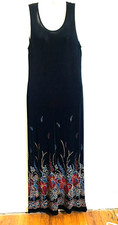 Vintage Carole Little Size 6 Slinky Skinny Black Dress Maxi Long Jersy Knit