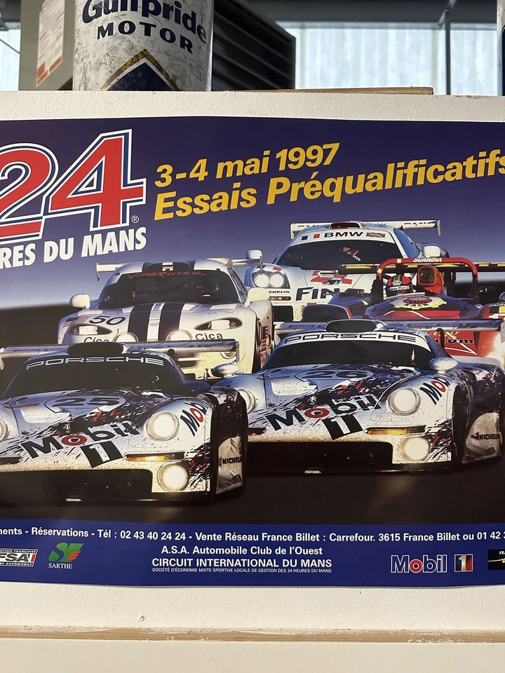 1997 24 Hours Of Lemans Porsche 911 GT1 Vintage French Promotional Poster 24x16 - Image 3 of 4