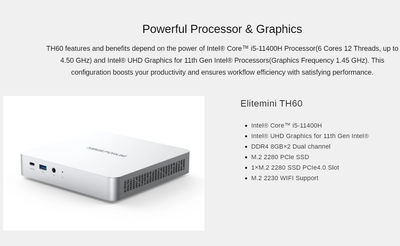 ミニ PC Minisforum TH80 (i7-11800H, 32GB) Amazon.com: MINISFORUM EliteMini TH80 Mini PC Intel Core i7