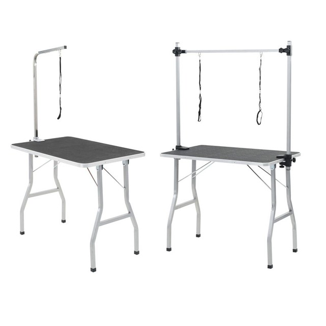 105cm 97cm Dog Pet Bath Grooming Table Folding Adjustable Height Non Slip 2 Loop