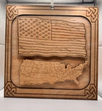America us flag wood laser designer