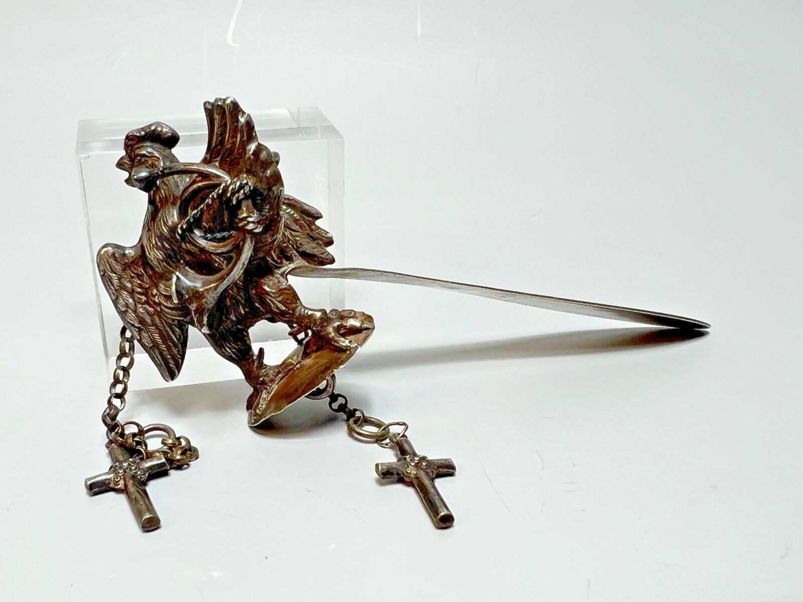 Napoleon Wars French Silver Pocket Watch Chatelain Hook Figure Rooster With Horn