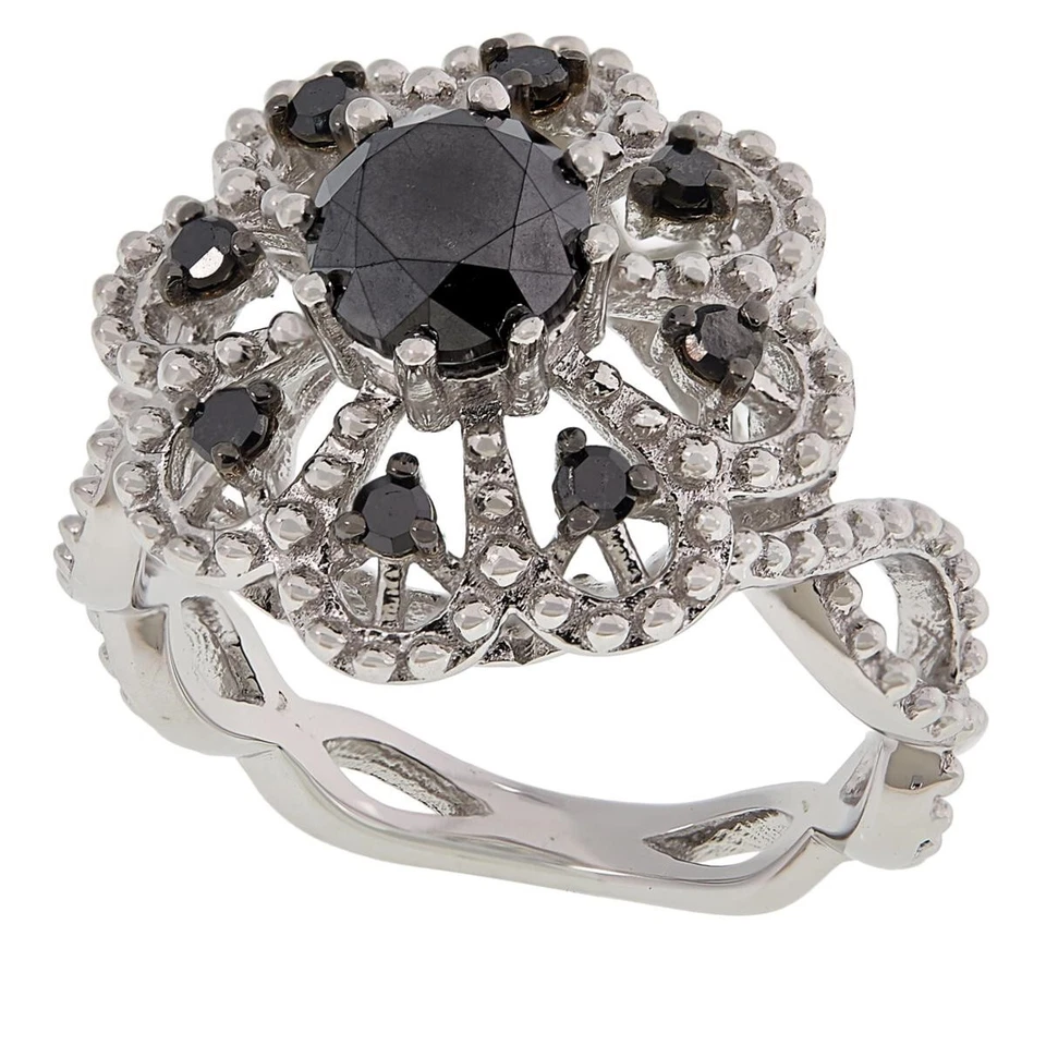 Colleen Lopez Sterling Silver Black Diamond & Black Diamond Ring. Size 5 - Image 2 of 4