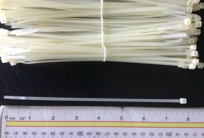 Cable Zip Ties 300 Pieces - 8" Length White / Cream Self Locking Wire Heavy Duty