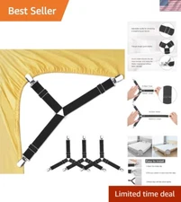 Adjustable 4 PCS Bed Sheet Holder Straps - Triangle Design for Ultimate Tidy Bed