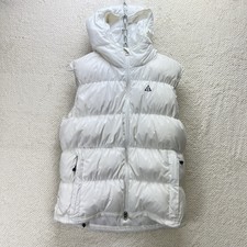 Nike Acg 550 Down Filled Hooded Gilet Womens Uk M Medium 12-14 White Zip Pockets