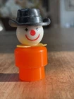 Vintage Plastic Fisher Price Little People Neon Orange Clown Yellow Collar RARE