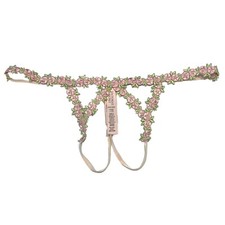 NWT VICTORIA'S SECRET Dream Angels V String Sz XS-S-M Pink Embroidered Floral