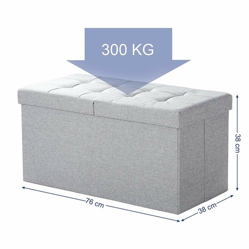 SONGMICS Sitzbank Faltbarer Sitzhocker Aufbewahrungsbox Sitzwürfel Truhe Ottoman - Bild 14 von 37