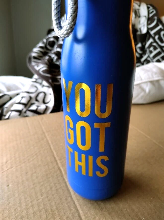 You Got This Botella de Agua Azul Cobalto Aluminio con Letras Doradas 10" de Alto Foto 2 de 4