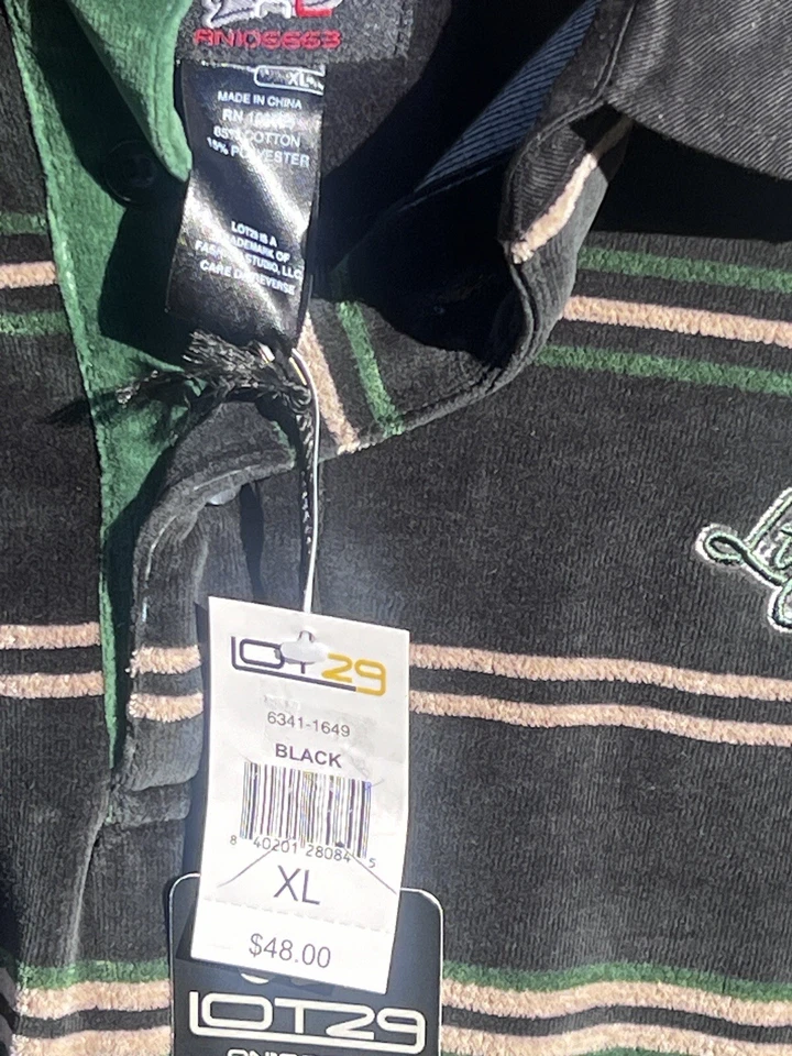 Lote De Colección 29 Camisas Verdes Rayas Terciopelo Cuello Manga Larga 3/4 Botones Talla XL Foto 4 de 4