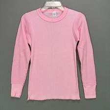 Womens 70s 80s VTG Waffle Thermal Long underwear L/S Base Layer Shirt S Pink USA