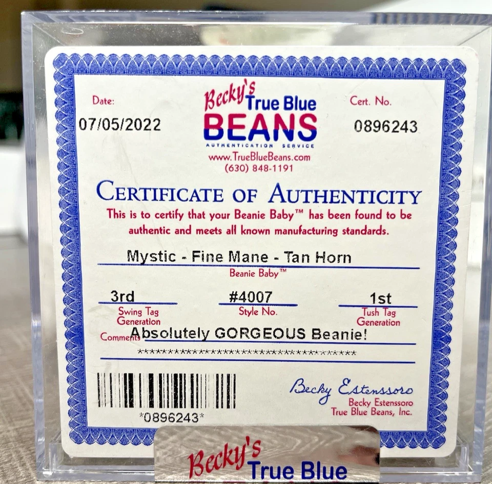 TY Beanie Baby Fine Mane MYSTIC Unicorn Authenticated 3rd/1st GEN RARE Gorgeous! - Image 2 of 4