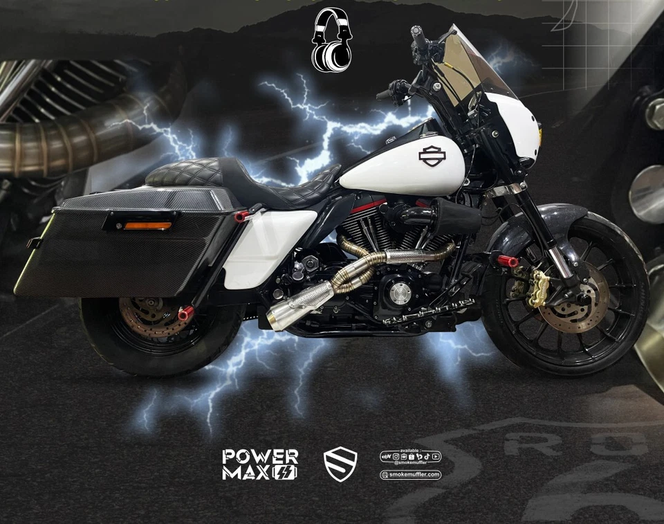 Fit For 2000-2023 Harley Davidson Road king Custom Exhaust System pipes 2 Into 1 - Изображение 2 из 4