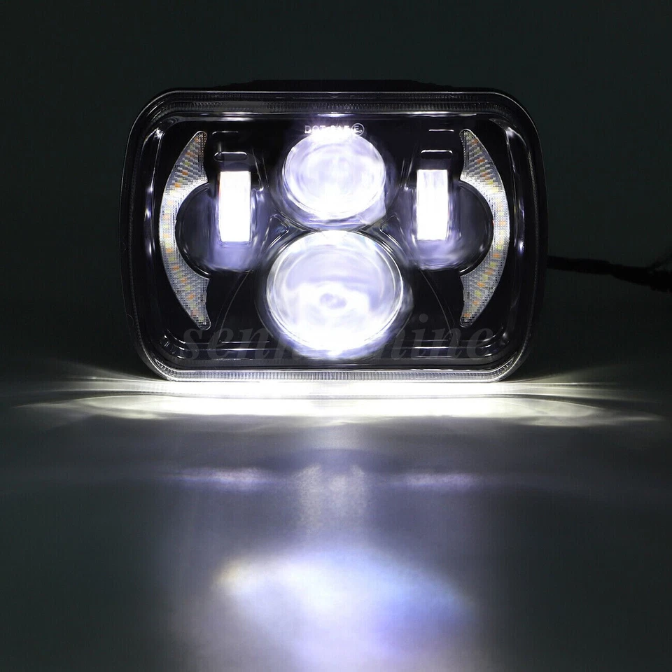 Pair 5X7 7x6" LED Headlight For 1986-1995 Jeep Wrangler YJ 1984-2001 Cherokee XJ - Image 3 of 4